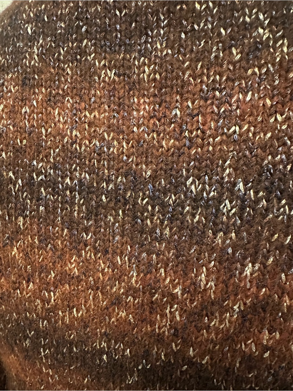 Adrienne Vittadini Studio M Brown Metallic Wool Blend Zip Cardigan Sweater - Picture 12 of 12